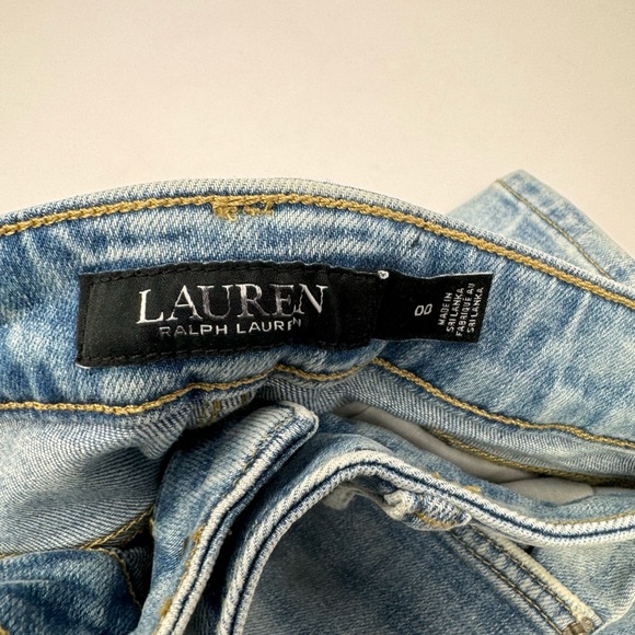 NWOT Lauren Ralph Lauren Women's Mid Rise Skinny Legs Blue Jeans Sz 00 S2 - Picture 4 of 6